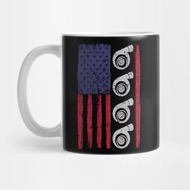 Car Turbo American Flag Patriotic Vintage Gift by qwertydesigns